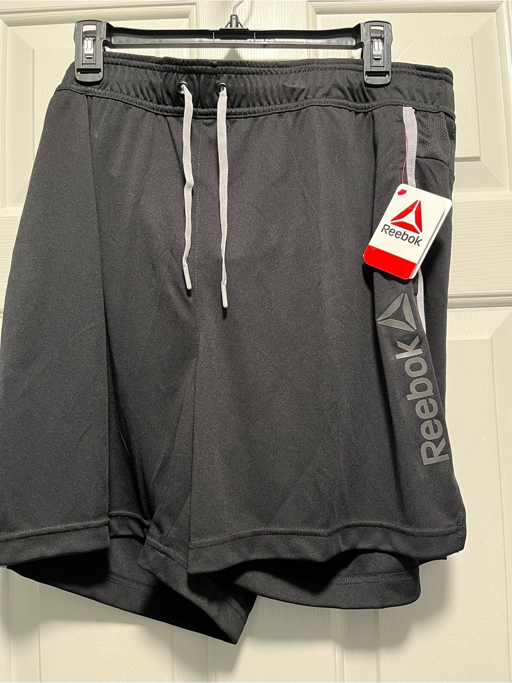 Men’s Reebok Black Athletic Training Shorts with Gray Logo